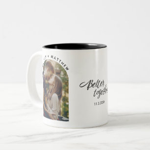 Caneca De Café Em Dois Tons Roteiro de Foto Moderna Melhor Juntos