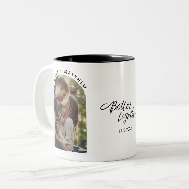 Caneca De Café Em Dois Tons Roteiro de Foto Moderna Melhor Juntos (Frente Esquerda)