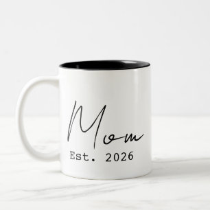 Caneca De Café Em Dois Tons Roteiro Elegante Simples Nova Mãe Estabelecida 202