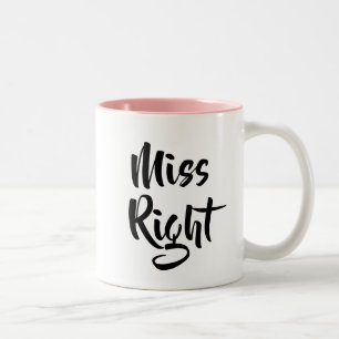 Caneca De Café Em Dois Tons Roteiro Moderno Miss Right Divertido
