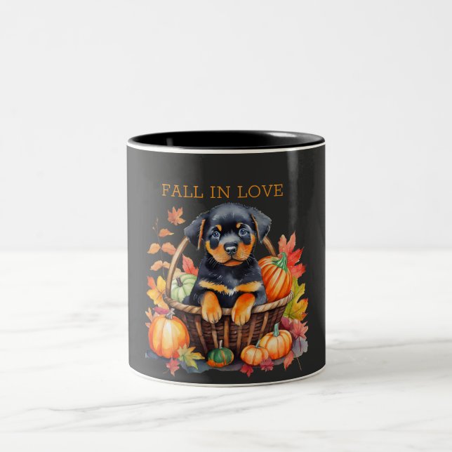 Caneca De Café Em Dois Tons Rottweiler Cai No Amor (Centro)