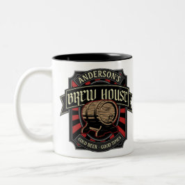 Caneca De Café Em Dois Tons Rótulo de Cerveja Personalizado da Casa de Cerveja