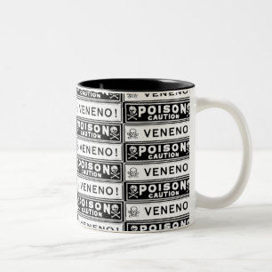 Caneca De Café Em Dois Tons Rótulos de Veneno Antigos