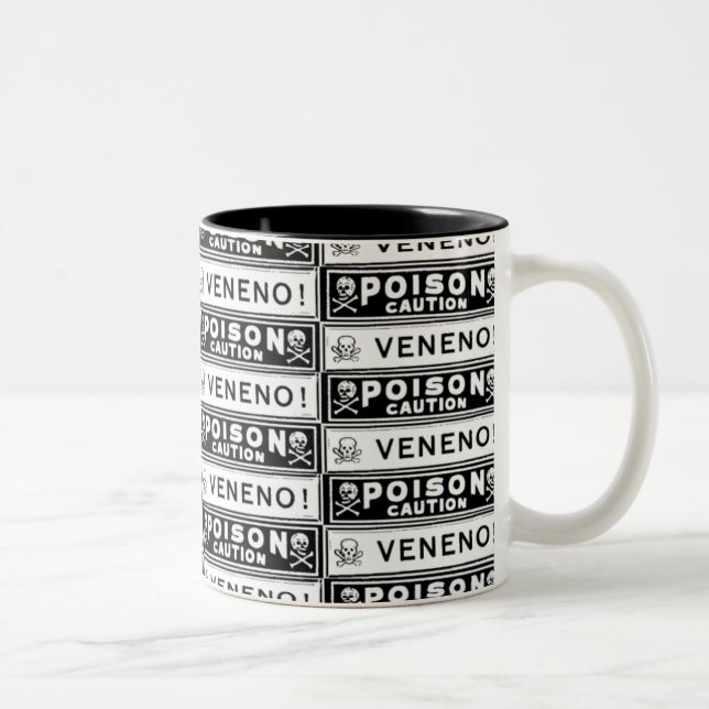 Caneca De Café Em Dois Tons Rótulos de Veneno Antigos (Direita)