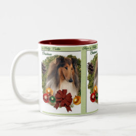 Caneca De Café Em Dois Tons Rough Collie Natal Gifts