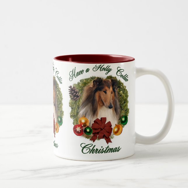 Caneca De Café Em Dois Tons Rough Collie Natal Gifts (Direita)