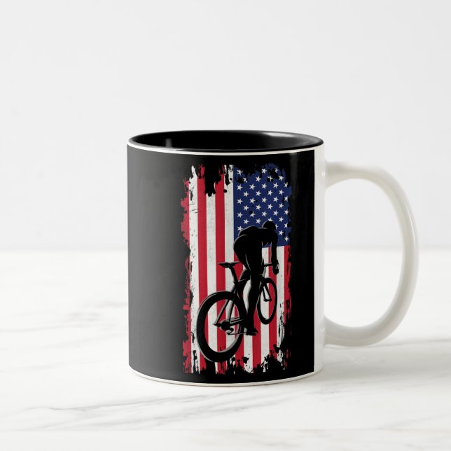 Caneca De Café Em Dois Tons Roupa de ciclismo da American Flag Road (Direita)