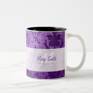 Caneca De Café Em Dois Tons Roxo branco inicial feito sob encomenda do teste