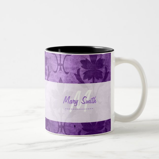 Caneca De Café Em Dois Tons Roxo branco inicial feito sob encomenda do teste (Direita)