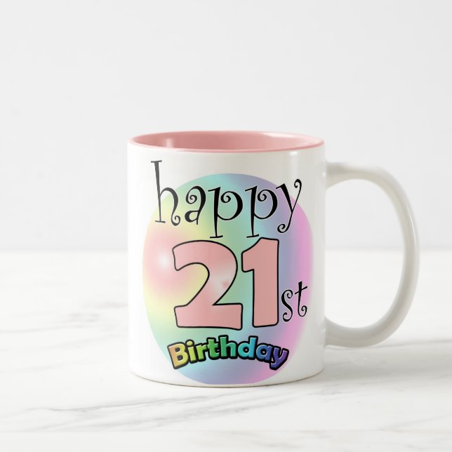 Caneca De Café Em Dois Tons Roze Happy 21st Birthday (Direita)