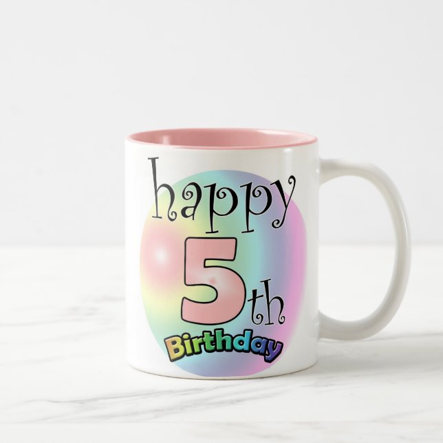 Caneca De Café Em Dois Tons Roze Happy 5 Birthday (Direita)