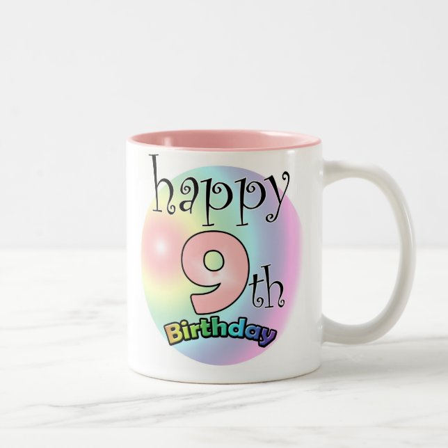 Caneca De Café Em Dois Tons Roze Happy 9th Birthday (Direita)