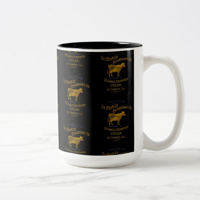 Caneca De Café Em Dois Tons Rua Charles Illinois DAIRY COW MILK CREAM 1899 (Direita)