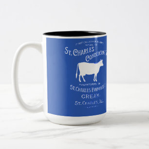 Caneca De Café Em Dois Tons Rua Charles Illinois DAIRY COW MILK CREAM 1899 azu