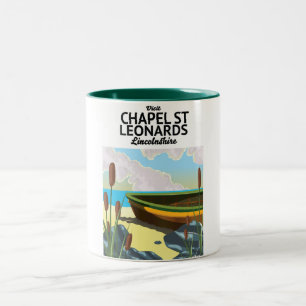 Caneca De Café Em Dois Tons rua de capela, poster de férias de Lincolnshire.