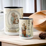 Caneca De Café Em Dois Tons Rua: Joseph Jesus Vintage - Memória de Oração Cató<br><div class="desc">Esta é uma bela Rua. Joseph e a caneca Child Jesus Collage com imagens católicas tradicionais de Ruas. José e os Memórias são oradores para a Rua Joseph.</div>