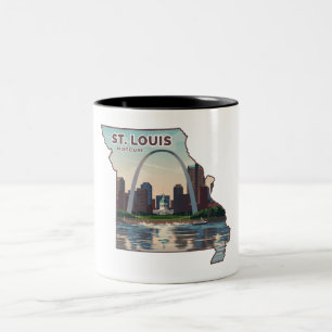 Caneca De Café Em Dois Tons Rua. Mapa de Louis Missouri