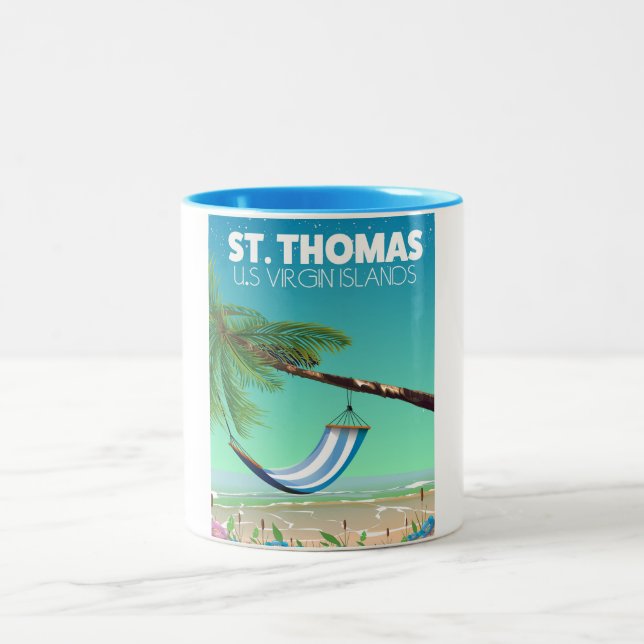 Caneca De Café Em Dois Tons Rua Thomas Ilhas Virgens dos EUA. (Centro)