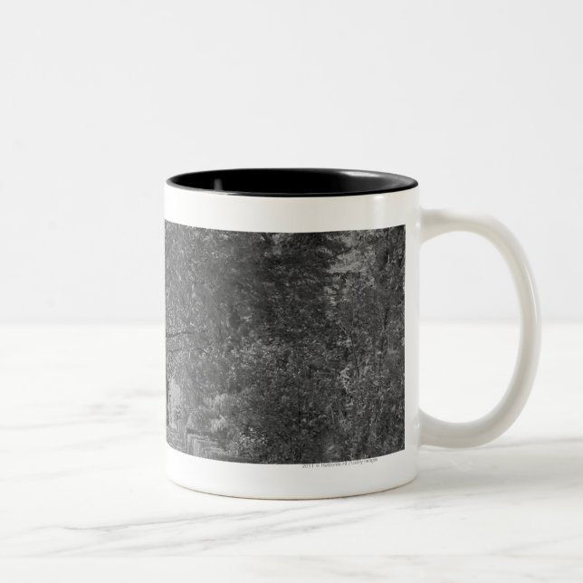 Caneca De Café Em Dois Tons Rua Treelined com passeio (Direita)