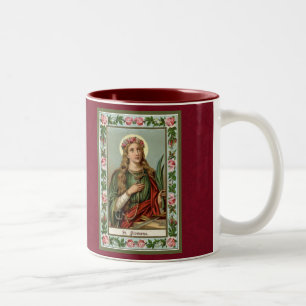 Caneca De Café Em Dois Tons Ruas. Oração de mártir religioso católico de Filom