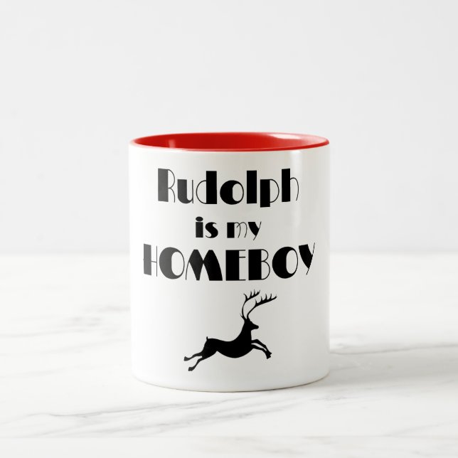 Caneca De Café Em Dois Tons Rudolph é minha caneca do ficar em casa (Centro)