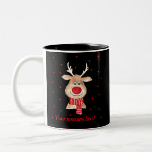 Caneca De Café Em Dois Tons Rudolph reindeer em aquarela personalizado