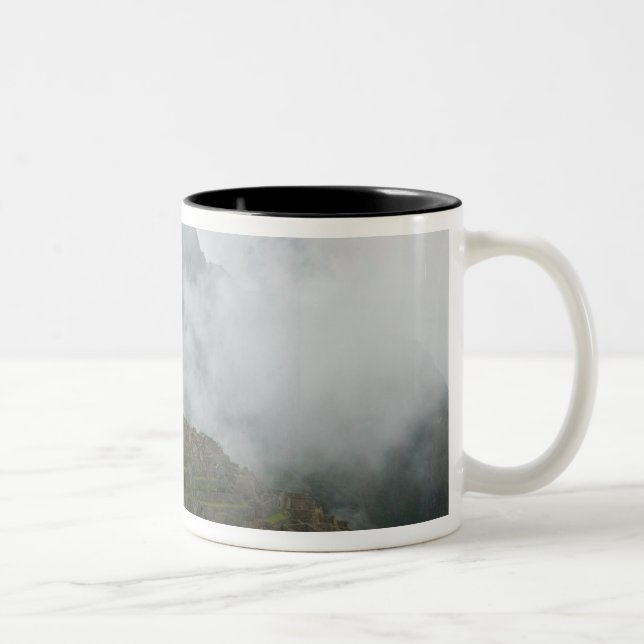 Caneca De Café Em Dois Tons Ruínas antigas de Machu Picchu com os Andes (Direita)