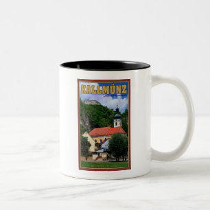 Caneca De Café Em Dois Tons Ruínas da igreja e do castelo de Kallmunz