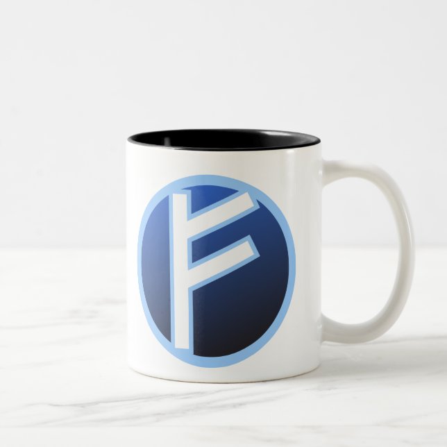 Caneca De Café Em Dois Tons Rune de Fehu Feoh (Direita)