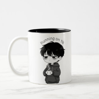 Caneca De Café Em Dois Tons Running on 1 Percent Relatable Chibi Coffee Illust
