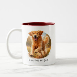 Caneca De Café Em Dois Tons Running on Joy Golden Retriever