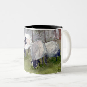 Caneca De Café Em Dois Tons Rustic Grazing Sheep