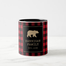 Caneca De Café Em Dois Tons Rustic Red and Black Buffalo Family Name