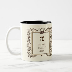 Caneca De Café Em Dois Tons Rústico Vintage Caubói Ocidental Celeiro Elegante