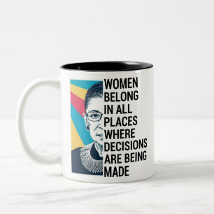 Caneca De Café Em Dois Tons Ruth Bader Ginsburg Citação, SCOTUS, notória RBG