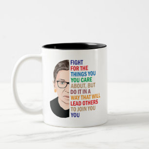 Caneca De Café Em Dois Tons Ruth Bader Ginsburg, lute contra as coisas em que
