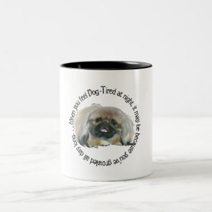 Caneca De Café Em Dois Tons Sabedoria do Pequinês - Cão Cansado?
