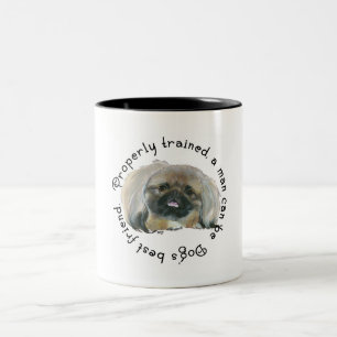 Caneca De Café Em Dois Tons Sabedoria do Pequinês - O homem pode ser o melhor 