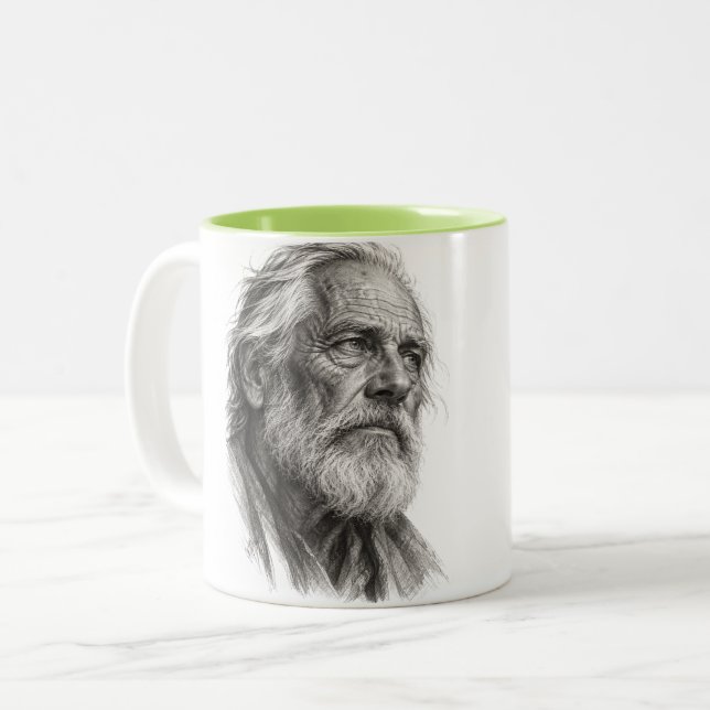 Caneca De Café Em Dois Tons Sabedoria Envelhecida (Frente Esquerda)