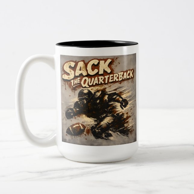 Caneca De Café Em Dois Tons Sack The Quarterback (Esquerda)
