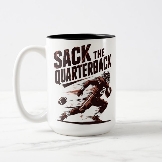Caneca De Café Em Dois Tons Sack The Quarterback (Esquerda)