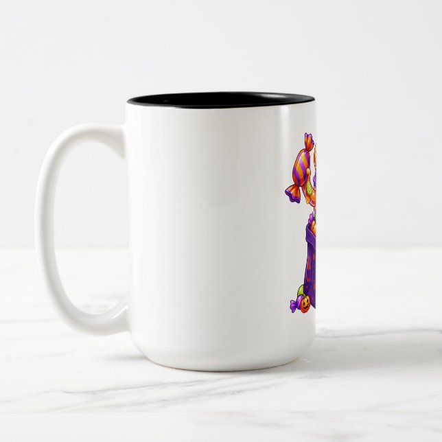 Caneca De Café Em Dois Tons Saco de Halloween do monstro de doces (Esquerda)