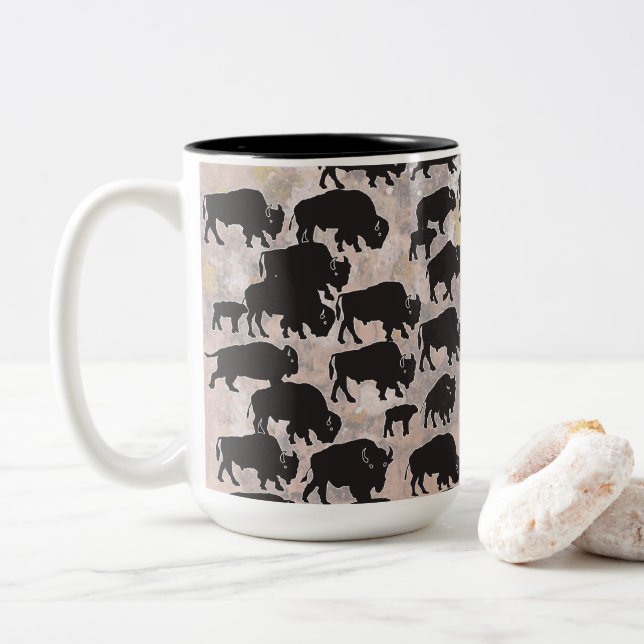 Caneca De Café Em Dois Tons Sacred New Mexico Buffalo (Com Donut)