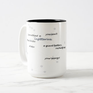 Caneca De Café Em Dois Tons Sagitário Texto Diversão Zodiac para o Dia a Dia o