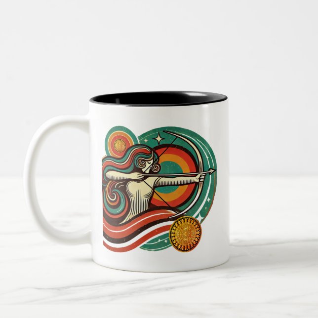 Caneca De Café Em Dois Tons Sagitário Zodiac Café Mug Fêmea Design (Esquerda)