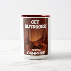 Caneca De Café Em Dois Tons Sair ao Ar Livre! Aproveite uma Fogueira