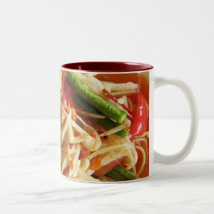 Caneca De Café Em Dois Tons Salada Picante de Mamão [Som Tam] ... Comida Taila