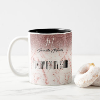 Caneca De Café Em Dois Tons Salão de Beleza de Luxo Cor-de-Rosa Gliteroso Femi