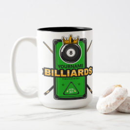 Caneca De Café Em Dois Tons Salão de Bilhar Personalizado NOME Bola 8 Coroa Bi