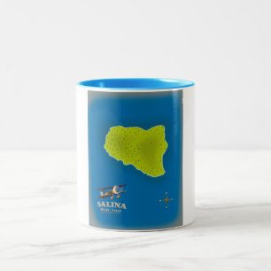 Caneca De Café Em Dois Tons Salina, Sicília mapa poster de viagem mapa